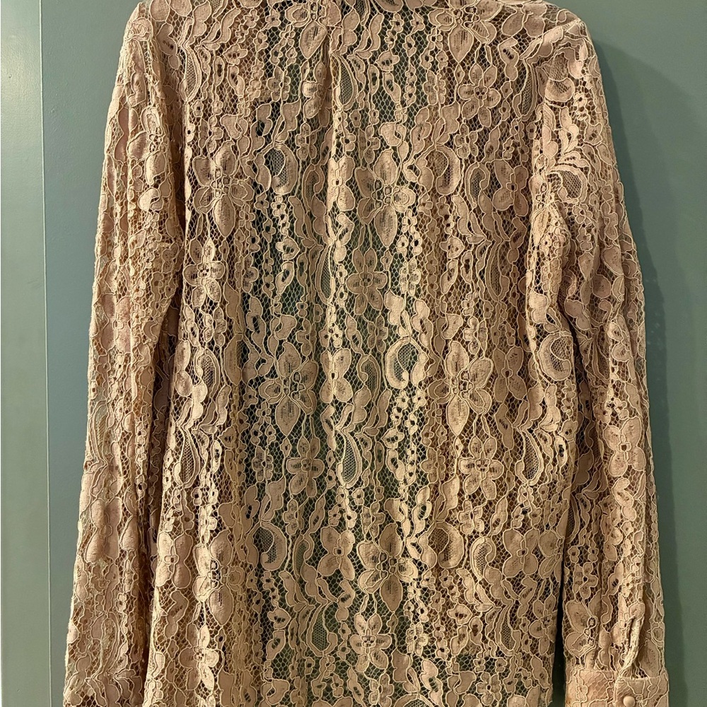 Goldie Dusty Rose Lace Button Up Shirt - Picture 3 of 6
